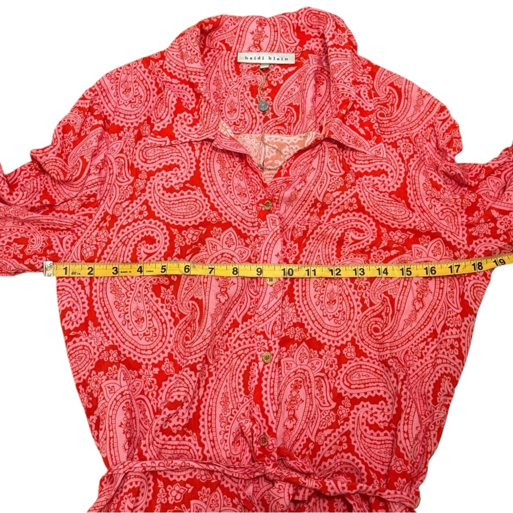 Heidi Klein Tangier Paisley-Print Mini Shirt Dress In Red And Pink Size L Mini - Picture 6 of 10